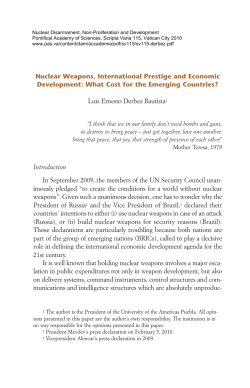 Nuclear Weapons, International Prestige and Economic Development