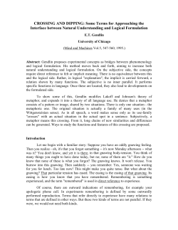 CROSSING AND DIPPING: Some Terms for Approaching the