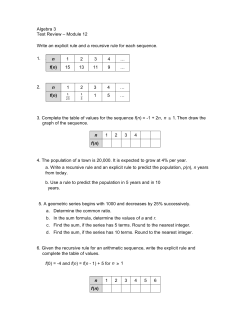 Algebra 3 Test Review &ndash; Module 12 Write an explicit rule and a
