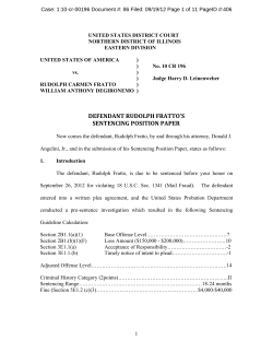 Defendant Rudolph Fratto`s Sentencing Position Paper