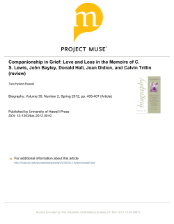 Companionship in Grief: Love and Loss in the Memoirs of CS Lewis