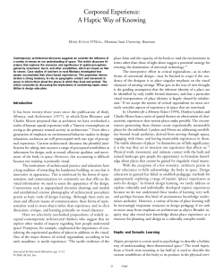 Corporeal Experience: A Haptic Way of Knowing