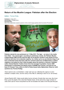 Return of the Muslim League: Pakistan after the Election