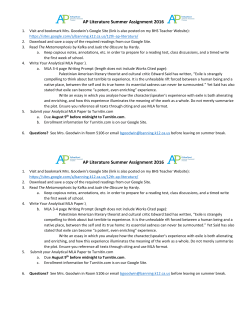 AP Literature Summer Assignment 2016 AP Literature Summer
