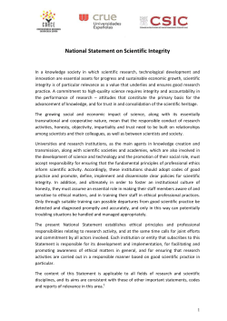 National Statement on Scientific Integrity