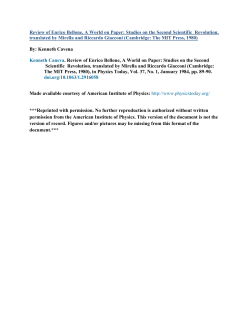 Review of Enrico Bellone, A World on Paper: Studies