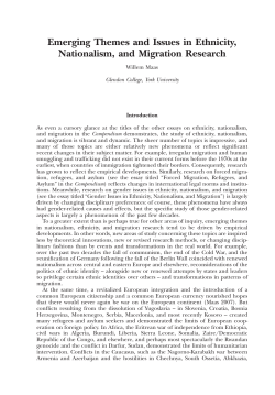 Emerging Themes and Issues in Ethnicity, Nationalism, and