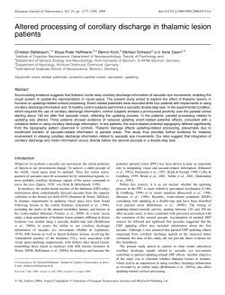 Altered processing of corollary discharge in thalamic lesion patients