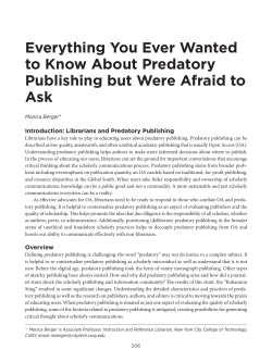 Everything You Ever Wanted to Know About Predatory Publishing