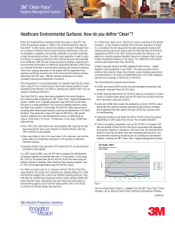 Heathcare Environmental Surfaces: How do you define &ldquo;Clean&rdquo;? 3M