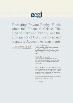 Recasting Private Equity Funds after the Financial Crisis: The End of