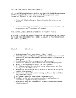 AP WORLD HISTORY SUMMER ASSIGNMENT