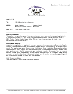 July 9, 2013 TO: ACHD Board of Commissioners FROM: Mindy