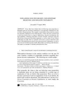 Explaining Our Own Beliefs: Non-epistemic