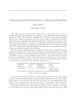 Autosegmental Representations in Zigula and