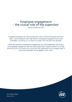Employee engagement - the crucial role of the supervisor