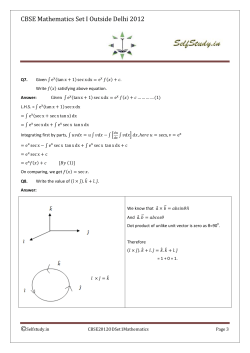CBSE Mathematics Set I Outside Delhi 2012