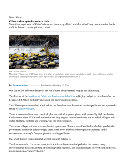 China wakes up to its water crisis More than 70 per cent of China`s
