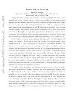 Topology from the Bottom Up