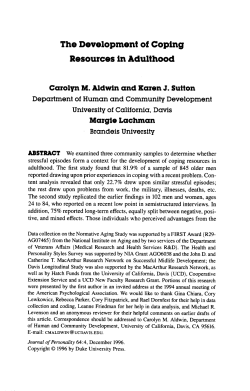 The Development of Coping Resources In Adulthood