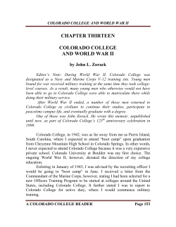 COLORADO COLLEGE AND WORLD WAR II