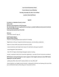 Laura Secord Elementary School Parent Advisory Council Meeting
