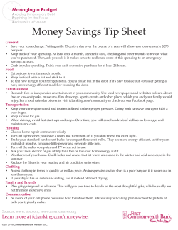 Money Savings Tip Sheet - First Commonwealth Bank