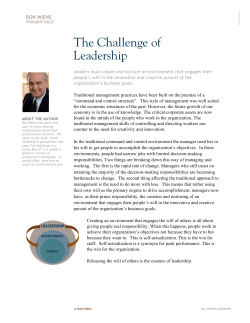 The Challenge of Leadership Today -RW
