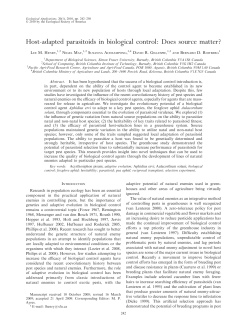 Host-adapted parasitoids in biological control: Does source matter?
