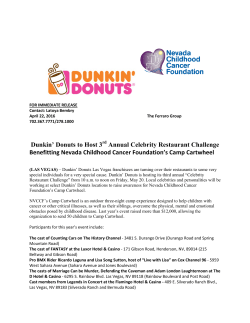 Dunkin` Donuts to Host 3 Annual Celebrity Restaurant Challenge