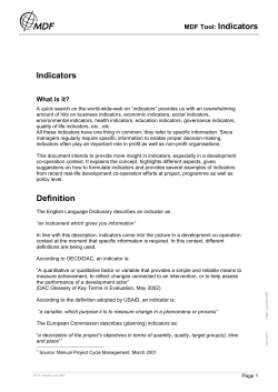 Indicators Definition - Urban Reproductive Health Initiative
