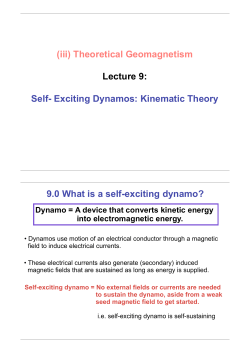 (iii) Theoretical Geomagnetism Lecture 9: Self