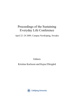 Proceedings of the Sustaining Everyday Life Conference, April 22