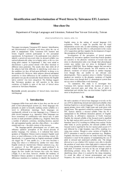 Identification and Discrimination of Word Stress by Taiwanese EFL