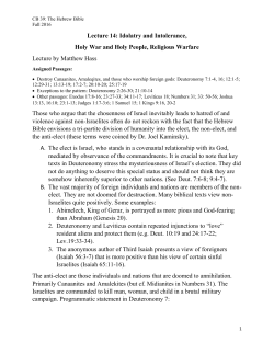 Lecture 14: Idolatry and Intolerance, Holy War and Holy People