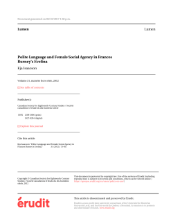Polite Language and Female Social Agency in Frances
