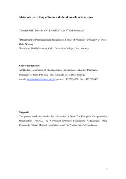 Metabolic switching of human skeletal muscle cells in vitro