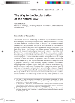 The Way to the Secularisation of the Natural Law