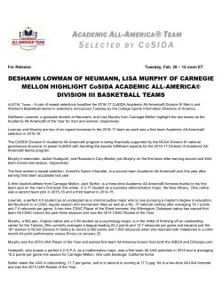 ACADEMIC ALL-AMERICA&reg; TEAM SELECTED BY CO SIDA