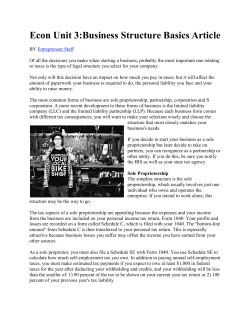 Econ Unit 3:Business Structure Basics Article