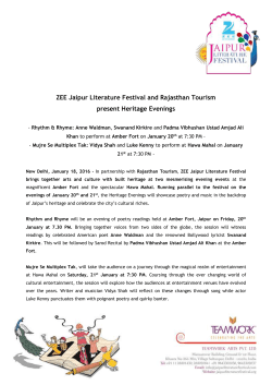 ZEE Jaipur Literature Festival and Rajasthan Tourism present