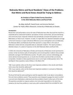 Nebraska Metro and Rural Residents` Views of the Problems that