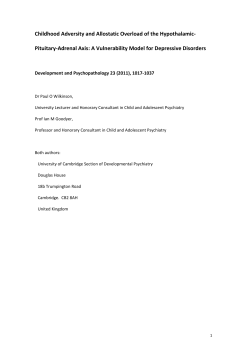 Childhood Adversity and Allostatic Overload of the Hypothalamic