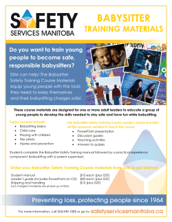 the Babysitter Course Materials information sheet