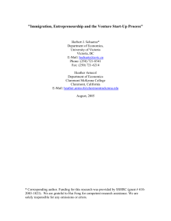 "Immigration, Entrepreneurship and the Venture Start