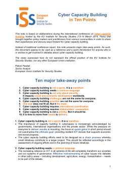 Cyber Capacity Building in Ten Points Ten major take