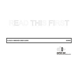 SuperVac CLOUD 9 SMOKER User manual