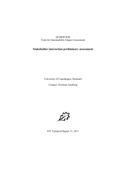 Stakeholder interaction preliminary assessment