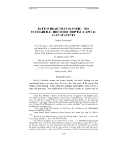 better dead than r(ap)ed?: the patriarchal rhetoric driving