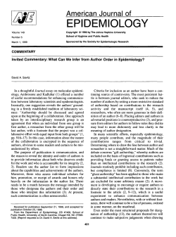 Invited Commentary: What Can We Infer from Author Order in